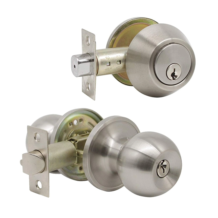 Ball Door Knob Keyed Entry Function in Satin Stainless
